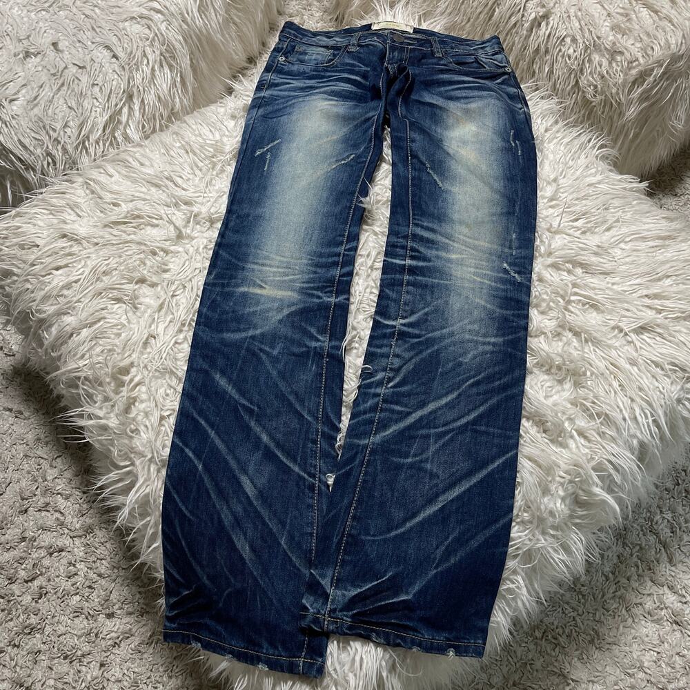 Vintage Japanese Brand Faded Wash Low-rise Bootcut Denim Blue Jeans size 30x34